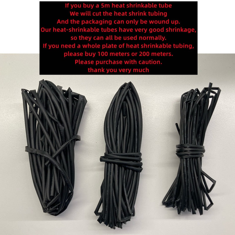 2:1 Black 1 2 3 5 6 8 10mm Diameter Heat Shrink Heatshrink Tubing Tube Sleeving Wrap Wire Sell DIY Connector Repair