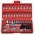 Car Repair Tool 46pcs 1/4-Inch Socket Set Car Repair Tool Ratchet Torque Wrench Combo Tools Kit Auto Repairing Tool Set