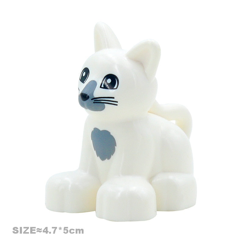 Big Size Building Blocks Cat Dog Pig Rabbit Model Accessories Compatible Bricks Farm Animals Set Assemble Education Toys For Kid