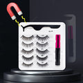 3/5/7Pairs Magnetic Eyelashes False Lashes Repeated Use Eyelashes Waterproof Liquid Eyeliner With Tweezer Makeup Set