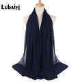 Muslim 2021 New Chiffon Hijab Scarf Women Solid Color Soft Long Shawls and Wraps Islamic Head Scarves Fashion turbante mujer
