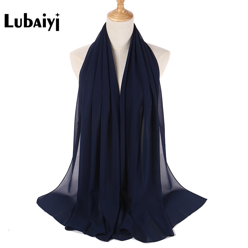 Muslim 2021 New Chiffon Hijab Scarf Women Solid Color Soft Long Shawls and Wraps Islamic Head Scarves Fashion turbante mujer