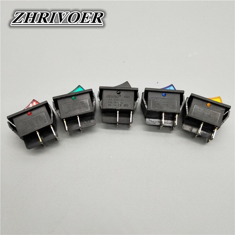 1/5Pcs KCD4 Rocker Switch ON-OFF 2 Position 4 Pins / 6 Pins  Electrical equipment With Light Power Switch 16A 250VAC/ 20A 125VAC