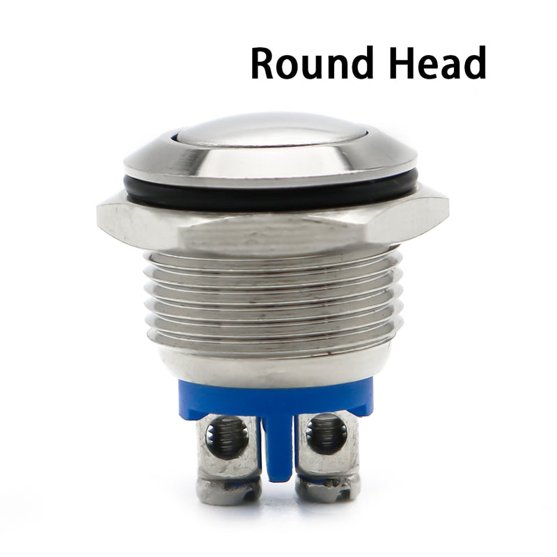 16mm 1NO High Flat Head Waterproof Momentary Reset Metal Push Button Switch Screw Terminal Car Engine Doorbell PC Power Switch