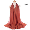 Muslim Bubble Chiffon Hijab Scarf Women Solid Color Soft Long Shawls and Wraps Georgette Head Scarves Ladies Hijabs