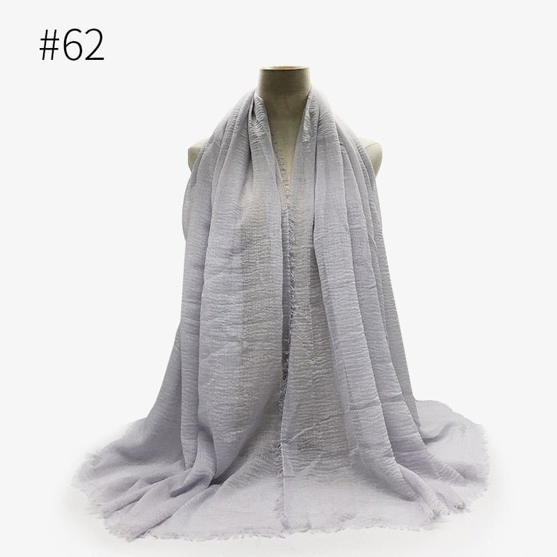 180X95CM Women Classic Muslim Crinkle Hijab Scarf Soft Cotton Head Scarves Turban Shawls Wraps Islamic Headband Femme Musulman