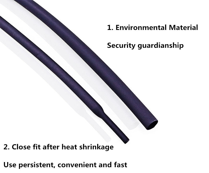 5 METER/LOT BLACK 1mm 1.5mm 2mm 2.5mm 3mm 3.5mm 4mm 5mm 6mm Heat Shrink Tubing Tube