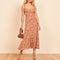 Dresses For Women 2022 Elegant Vintage Floral Dress Frill Sweetheart Neck Sleeveless Strap Tie Ruffle Hem Summer Beach Dress