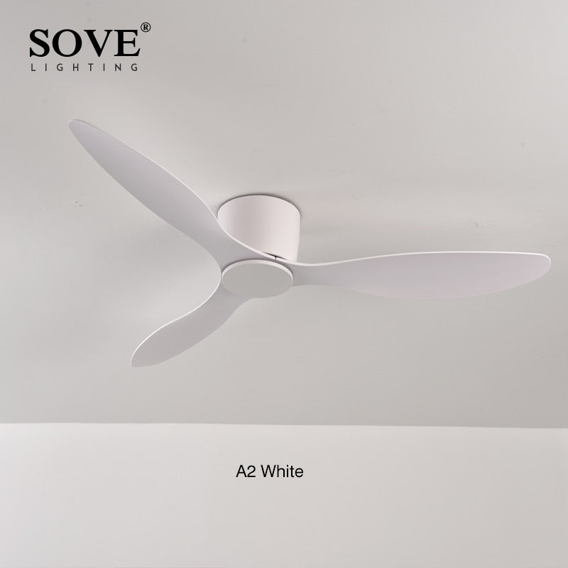 SOVE Modern Black White Low Floor DC Motor 30W Ceiling Fans With Remote Control Simple Ceiling Fan Without Light Home Fan 220V