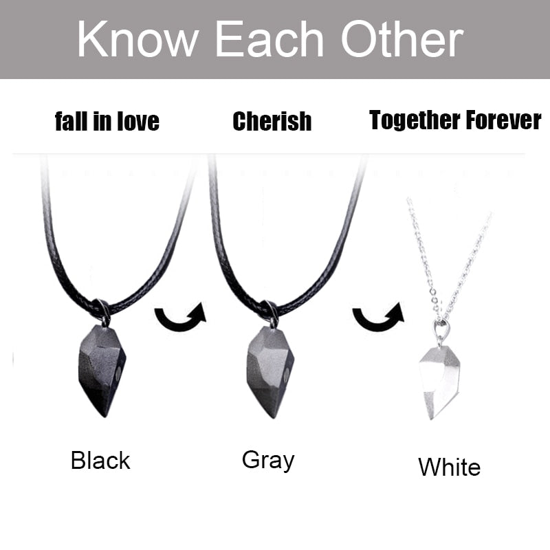 2Pcs/Lot Magnetic Couple Necklace Friendship Heart Pendant Distance Faceted Charm Necklace Women Valentine&