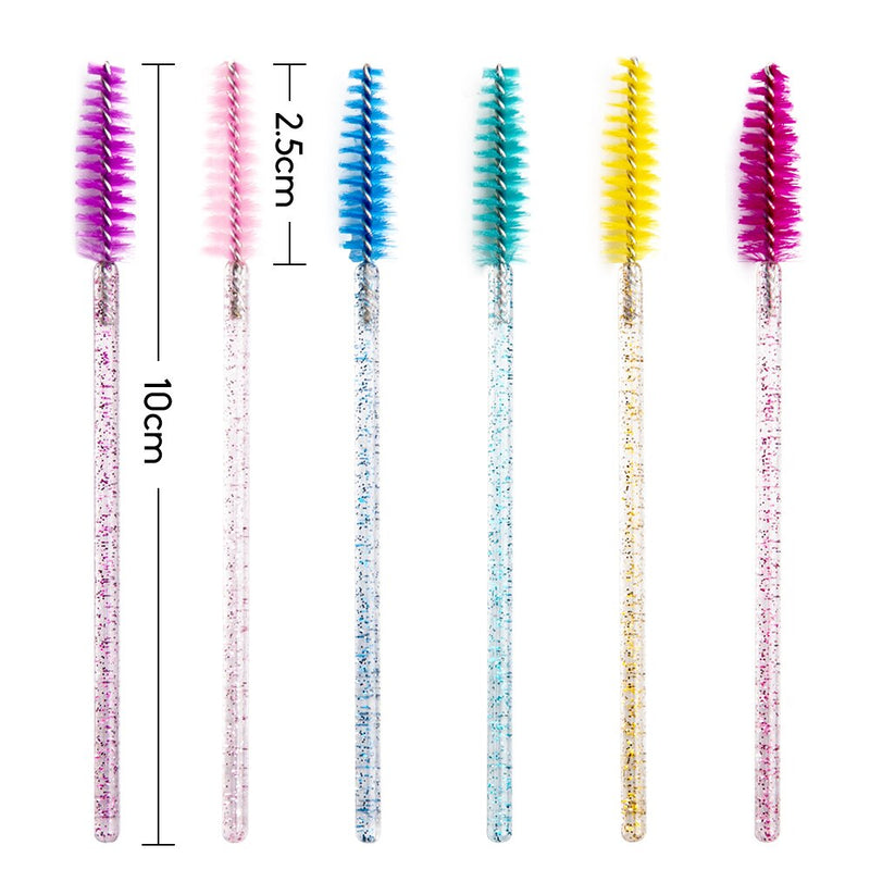 zwellbe Good Quality Disposable 50 Pcs/Pack Crystal Eyelash Makeup Brush  Diamond Handle Mascara Wands Eyelash Extension Tool