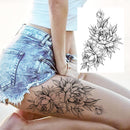 Sexy Flower Temporary Tattoos For Women Body Art Painting Arm Legs Tattoos Sticker Realistic Fake Black Rose Waterproof Tattoos