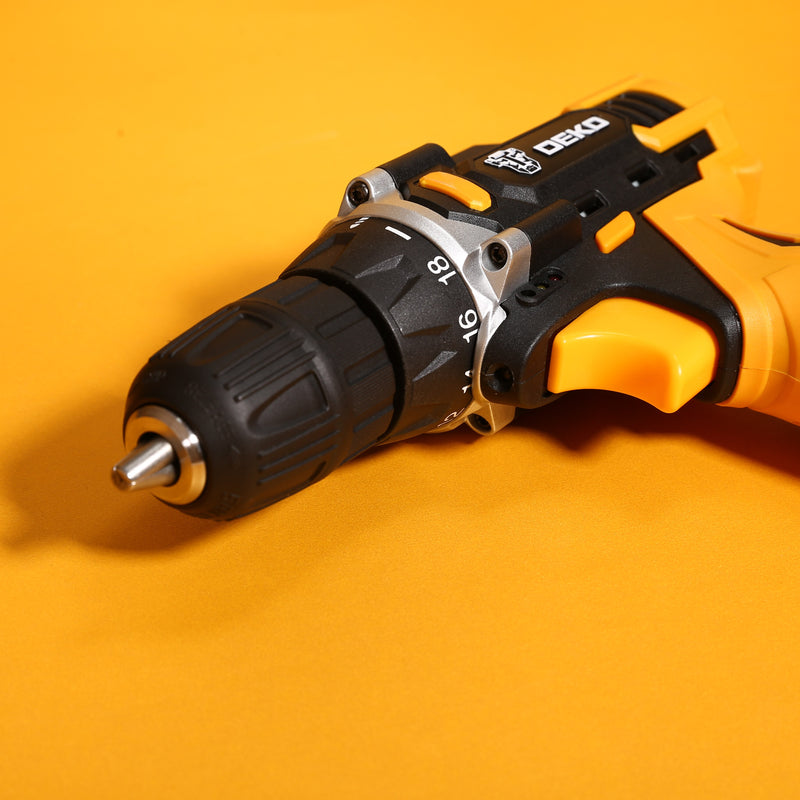 DEKO 12V 16V 20V Cordless Drill Electric Screwdriver Mini Wireless Power Driver Lithium-Ion Battery Home DIY 18+1TorqueSettings