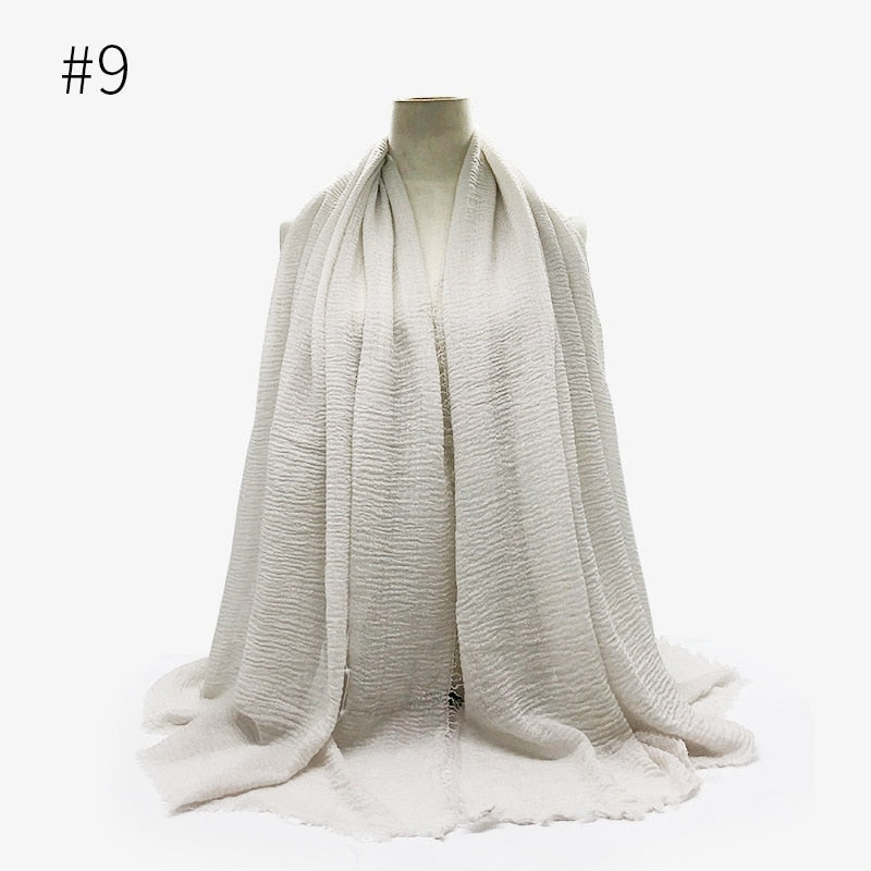 180X95CM Women Classic Muslim Crinkle Hijab Scarf Soft Cotton Head Scarves Turban Shawls Wraps Islamic Headband Femme Musulman