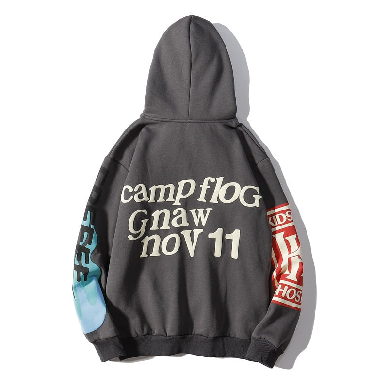 Graffiti Letter Foam Plus Velvet Sweatshirts Men and Women Harajuku Oversized Fleece Hoodie Hip Hop Stranger Things Hooded Hoody