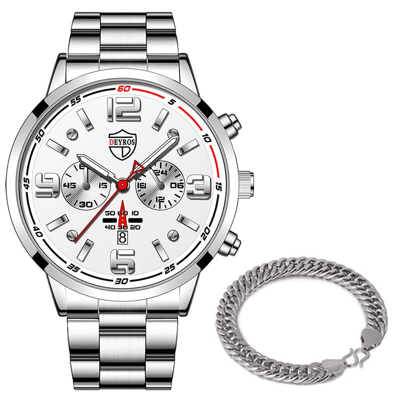 Watches for Men Business Luxury Stainless Steel Quartz Wristwatch Fashion Men Sports Bracelet Luminous Clock Watch reloj hombre