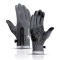 Winter Themal Touchscreen Gloves Anti-Slip Windproof Cycling Gloves w/ Fleece Lining Adjustable Zipper Anti-Lost Buckle Camping