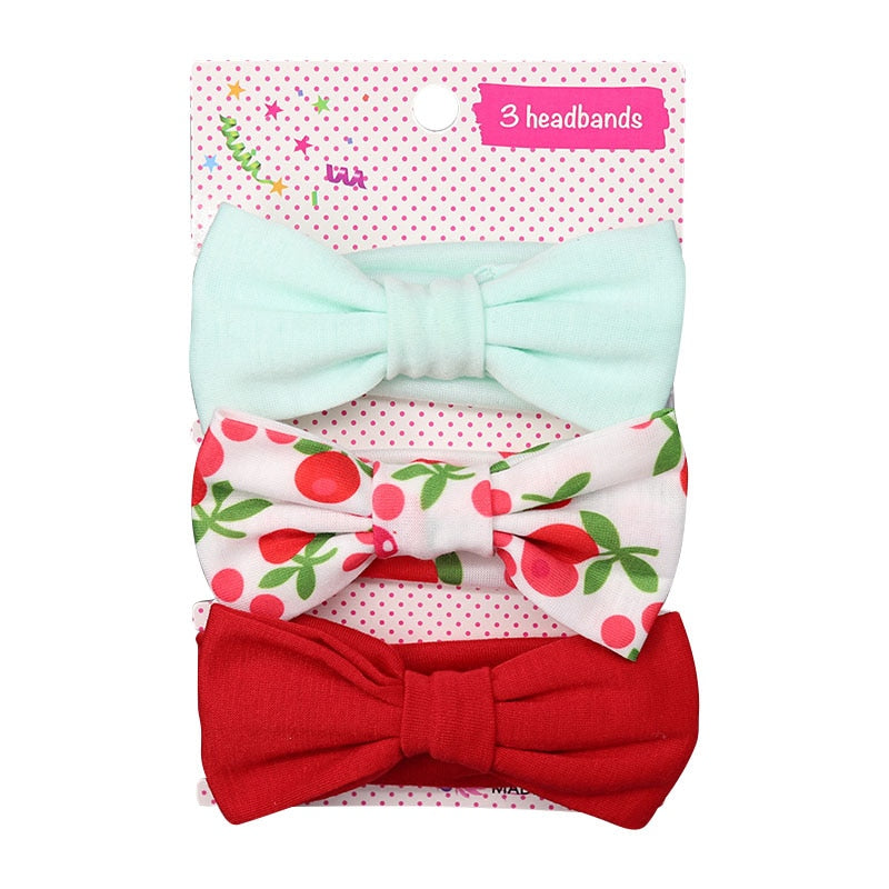 3Pcs/set Baby Headband Floral Solid Color Dot Printed Pink Bows Newborn Baby Girl Headband Hair Accessories Girls Turban