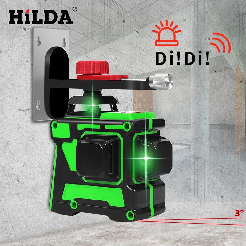 HILDA Laser Level 12 Lines 3D Level Self-Leveling 360 Horizontal And Vertical Cross Super Powerful Green Laser Level