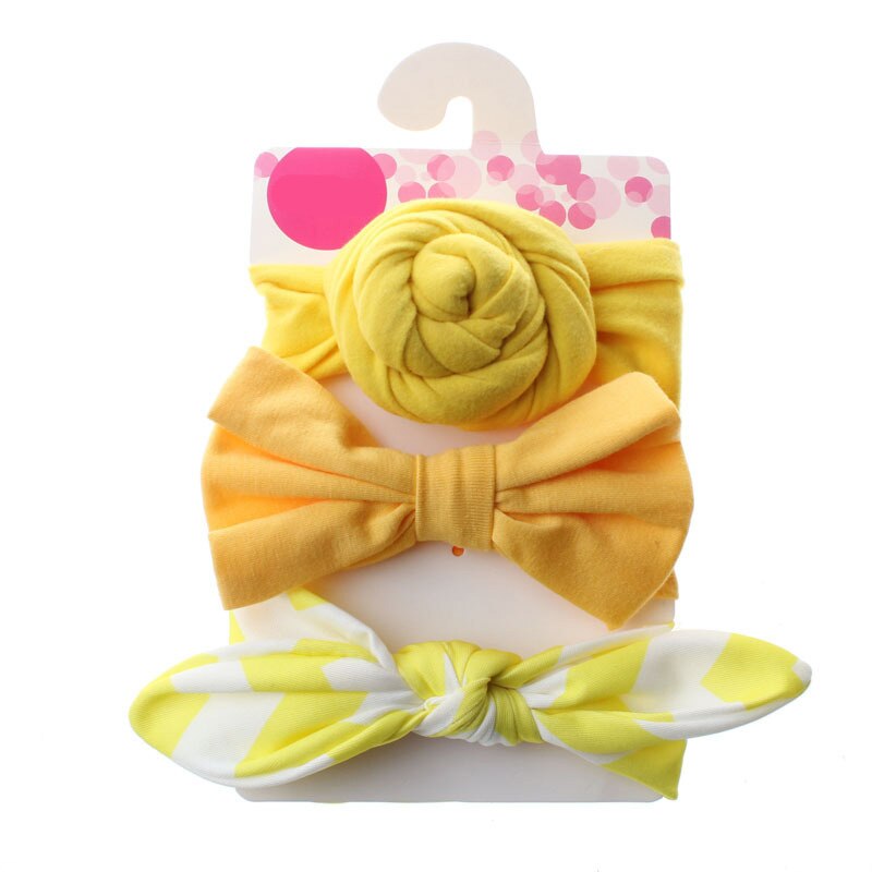 3Pcs/set Baby Headband Floral Solid Color Dot Printed Pink Bows Newborn Baby Girl Headband Hair Accessories Girls Turban