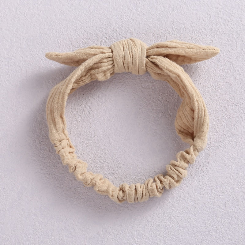 Baby Elastic Hair Bands Girl Headband Cotton Linen Kids Headwear Knot Hair Accessories Toddler Rabbit Ear Turban Playa Ties Soft