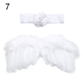 2pcs/set Cute Newborn Angel Feather Wings with Baby Girl Rose Flower Headband Hair Accessories for Infant Photography Props