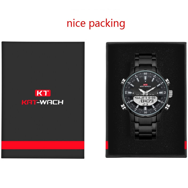 KAT-WACH Watch Male 2022 Sports Digital Watches Men Waterproof Steel Military Quartz Watch For Men Wristwatch Relogio Masculino