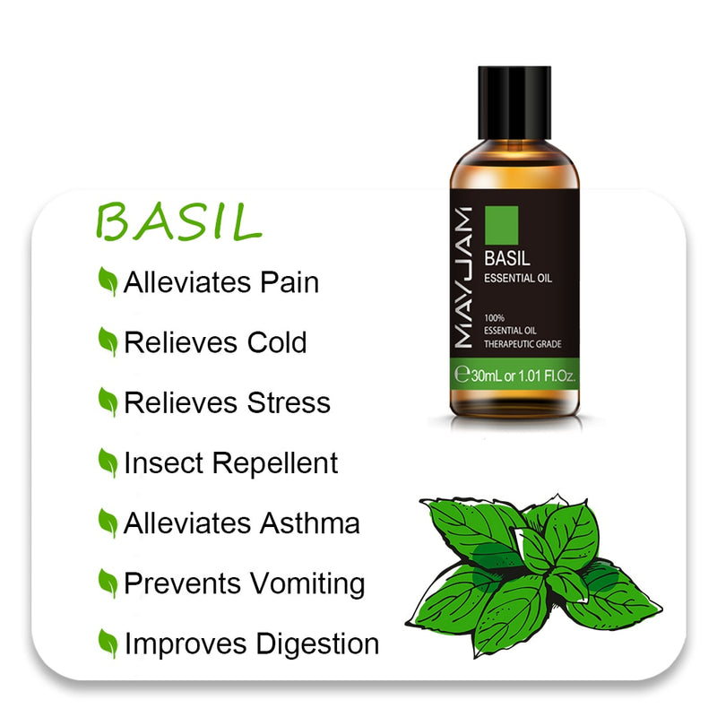 MAYJAM 10ml 30ml 100ml Essential Oils For Humidifier Diffuser Lavender Jasmine Eucalyptus Ylang Ylang Vanilla Tea Tree Aroma Oil
