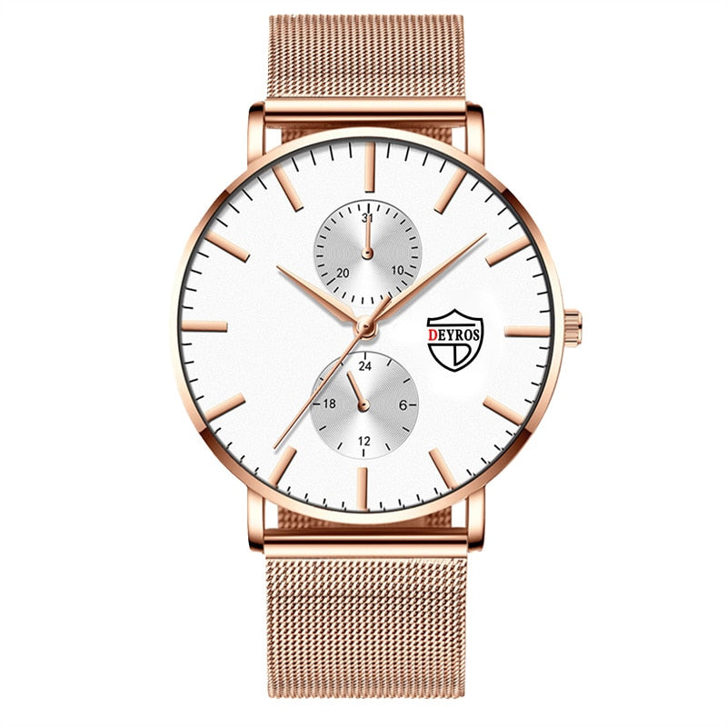 reloj hombre 2022 Mens Fashion Ultra-thin Watches Men Business Casual Stainless Steel Mesh Belt Quartz Watch relogio masculino