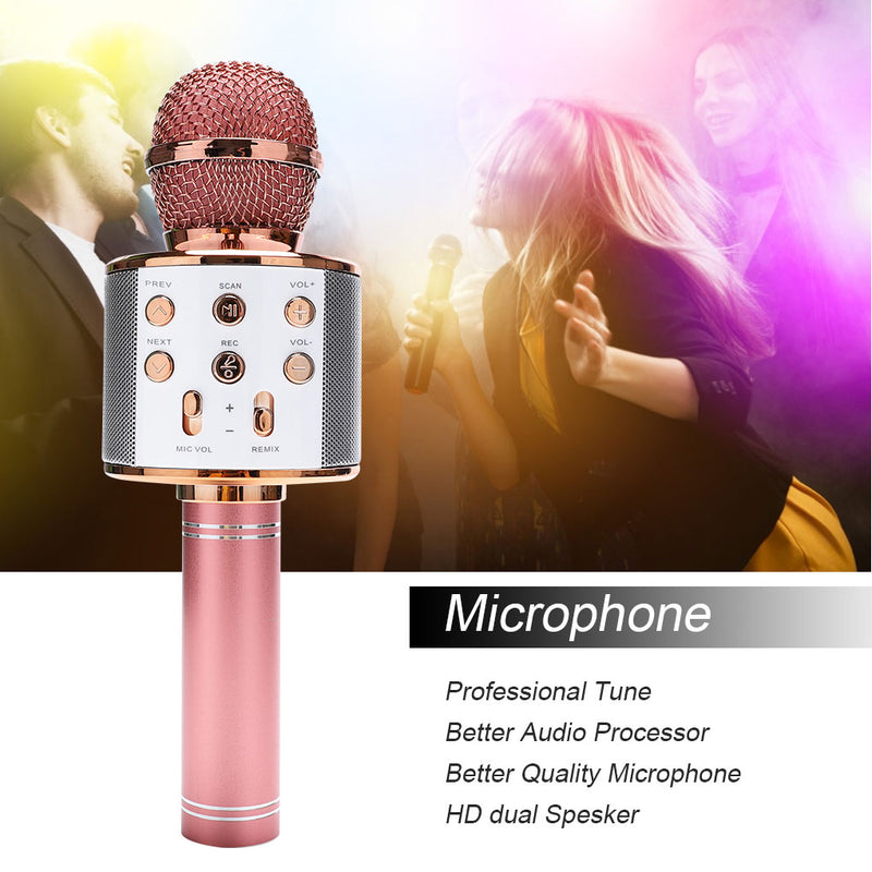 WS858 Portable Bluetooth Karaoke dj Microphone Wireless Professional Speaker Home KTV Handheld Microphone mikrofon