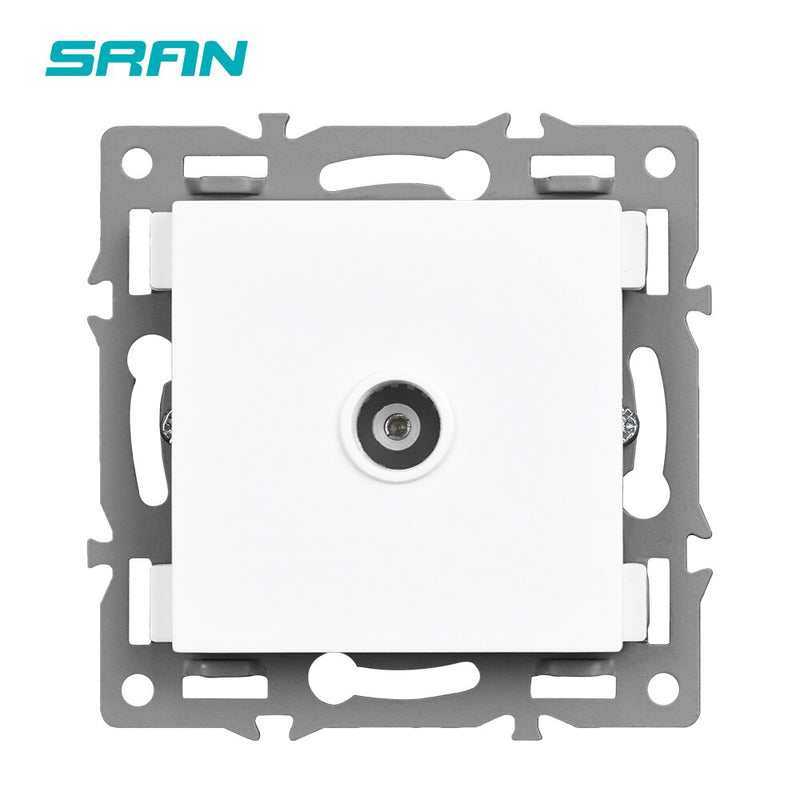 SRAN F6 Series White Crystal Tempered Glass Panel Light switch eu french wall socket usb tv rj45 rj11 Sensor switch Module DIY