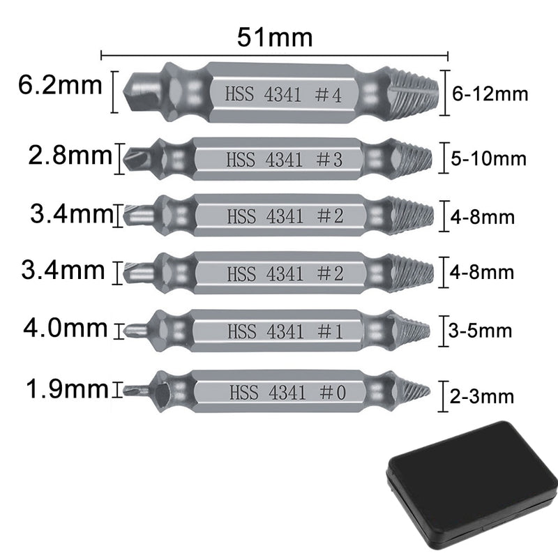 4/5/6 PCS Damaged Screw Extractor Drill Bit Set Stripped Easily Take Out Broken Screw Bolt Remover Extractor Demolition Tools