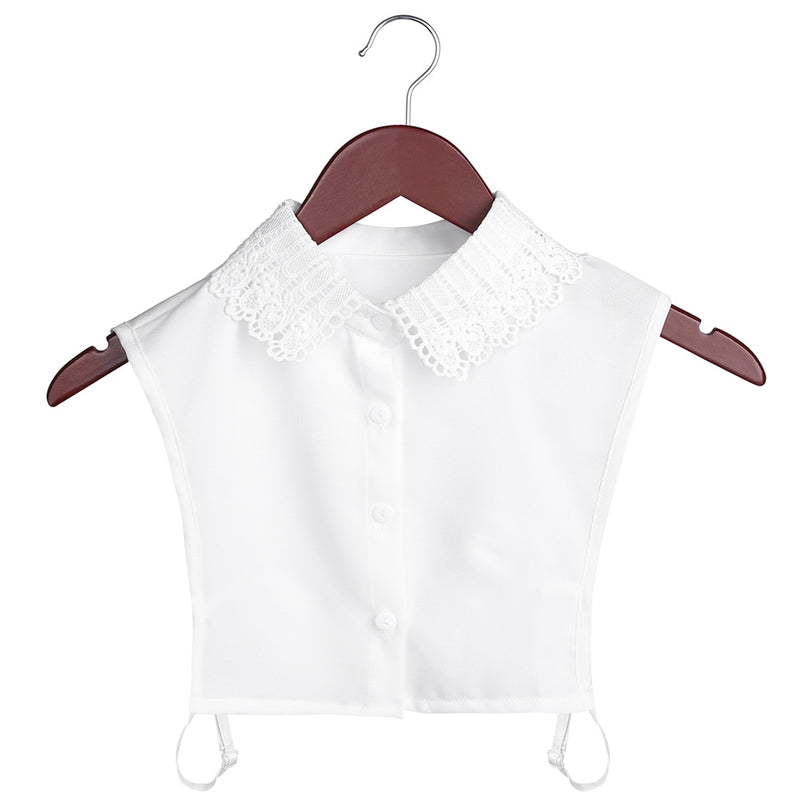 Women Cotton Lace Fake Collar Blouse Vintage Detachable Collar Women&