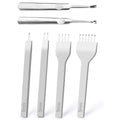 Leather Hole Punches 1+2+4+6 Prong DIY Diamond Lacing Stitching Chisel Set U/V Shaped Groover Leather Edge Beveler Skiving Tools