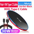 30W Qi Wireless Charger For iPhone 13 12 11 Pro Xs Max Mini X Xr Induction Fast Wireless Charging Pad For Samsung s8 s9 s10 note