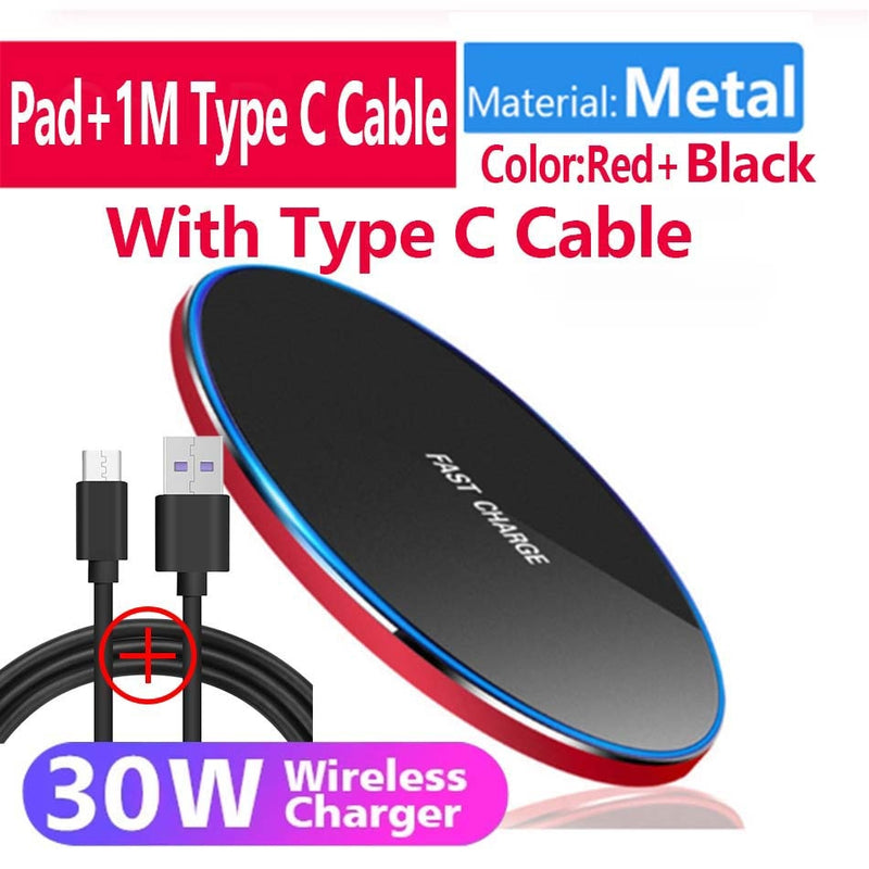30W Qi Wireless Charger For iPhone 13 12 11 Pro Xs Max Mini X Xr Induction Fast Wireless Charging Pad For Samsung s8 s9 s10 note