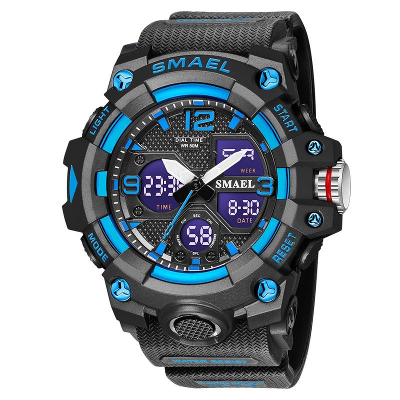 Sport Watch Military Watch For Men Alarm Clock Stopwatch LED Digital Back Light Dual Time Display 8008 Men&