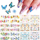 12 Designs Nail Stickers Set Mixed Floral Geometric Nail Art Water Transfer Decals Sliders Flower Leaves Manicures Decoration
