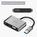 Hagibis USB 3.0 to HDMI-compatible VGA Adapter 1080P Multi-Display 2in1 USB to HDMI-compatible Converter for Windows 7/8/10 OS