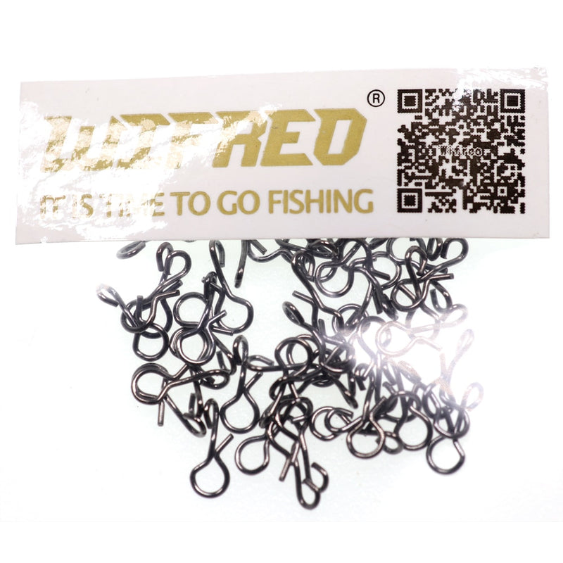 Wifreo 50PCS/bag Fly Fishing Snap Quick Change for Flies Hook Lures Stainless Steel Lock Black Fishing Snaps Lures Clip Link