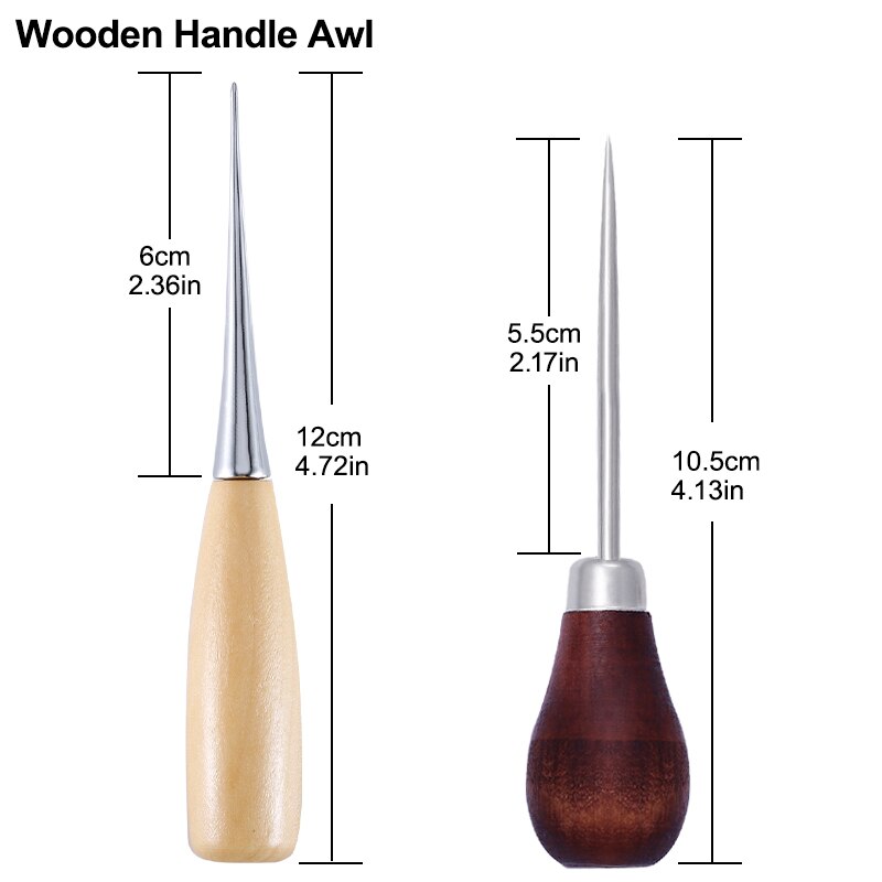 LMDZ Wooden Handle Awls DIY Leather Tent Sewing Awl Shoes Repair Tool Hand Stitcher Leather craft Awl Punch Hole Leather Tools