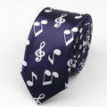 Classic Fashion Men&#39;s Skinny Tie Colorful Musical Notes Printed Piano Guitar Polyester 5cm Width Necktie Party Gift Accessory