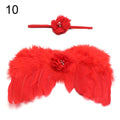 2pcs/set Cute Newborn Angel Feather Wings with Baby Girl Rose Flower Headband Hair Accessories for Infant Photography Props