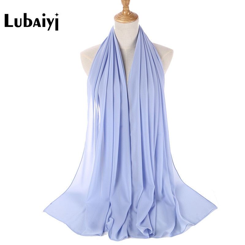 Muslim 2021 New Chiffon Hijab Scarf Women Solid Color Soft Long Shawls and Wraps Islamic Head Scarves Fashion turbante mujer