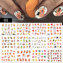 12 Designs Nail Stickers Set Mixed Floral Geometric Nail Art Water Transfer Decals Sliders Flower Leaves Manicures Decoration