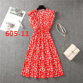 Summer New 2021 Women&#39;s Elegant Sundress Slim Sleeveless Woman Sundress Ruffles Knee Length Clothes Red Beach Party Dresses For