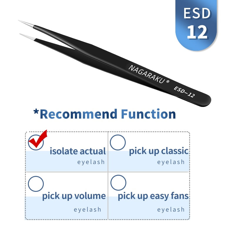 NAGARAKU Eyelash Extension Tweezers False Eyelashes Makeup Stainless Steel Professional Tweezer 3D Accurate Pincet