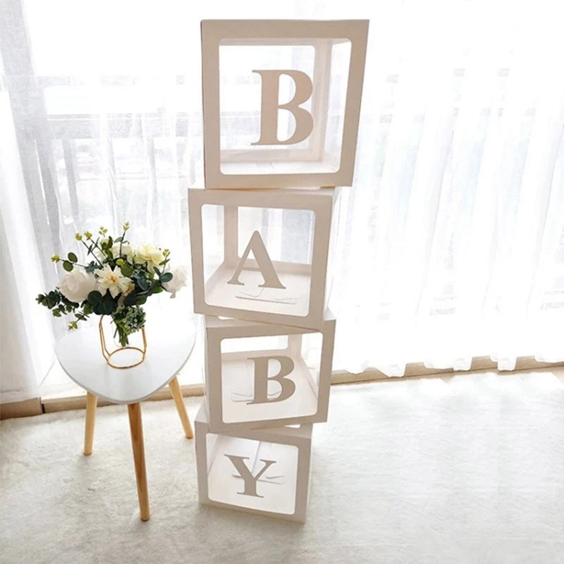 Baby Shower Box Custom Alphabet Name Transparent Balloon Box Birthday Party Decoration Kids DIY Wedding Baby Shower Suppiles