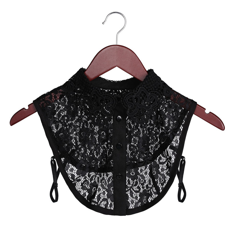 Fashion White Black Lace Fake Collar Blouse Vintage Detachable Shirt False Collar Lapel Blouse Top Women Clothes Accessories
