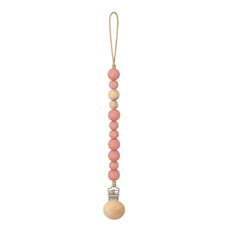 Baby Pacifier Clips Silicone Beads Wooden Ring Pacifier Chain Infant Nipple Appease Soother Chain Clips Dummy Holder Nipple Clip